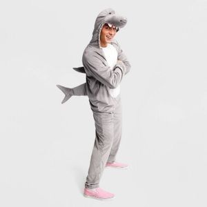 Adult Plush Gray Shark Halloween Costume (Size L)